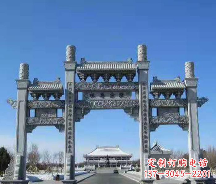 运城仿古三门石牌坊 (2)