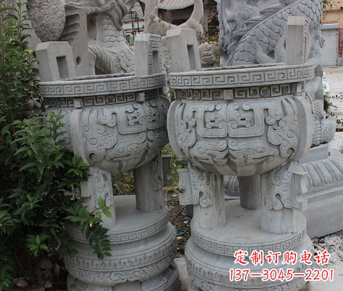 运城仿古三足香炉石雕 (3)