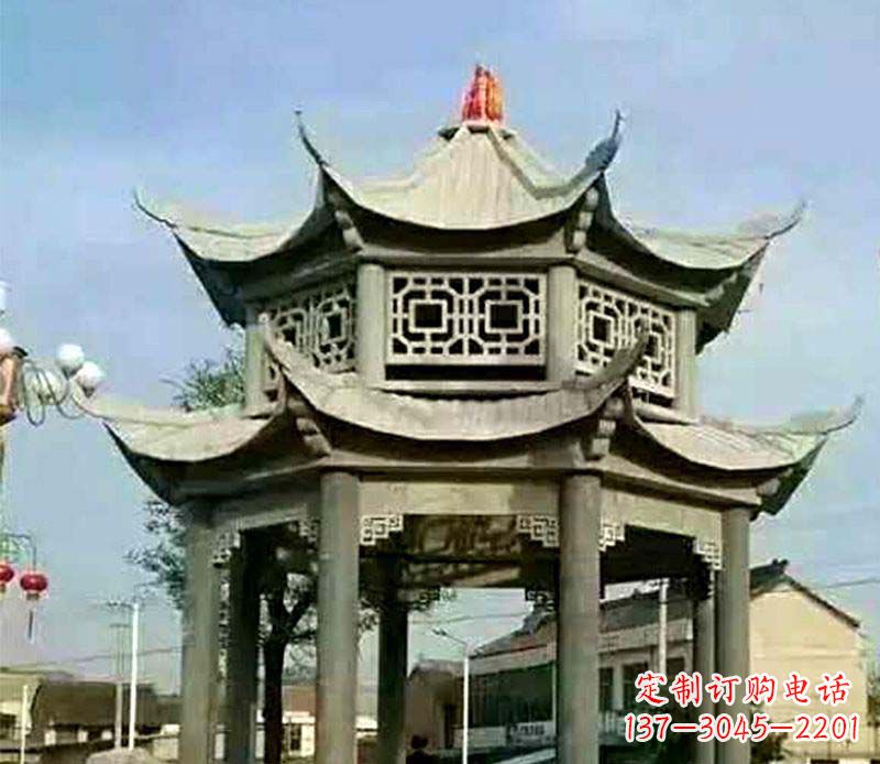 运城仿古石凉亭石雕 (2)