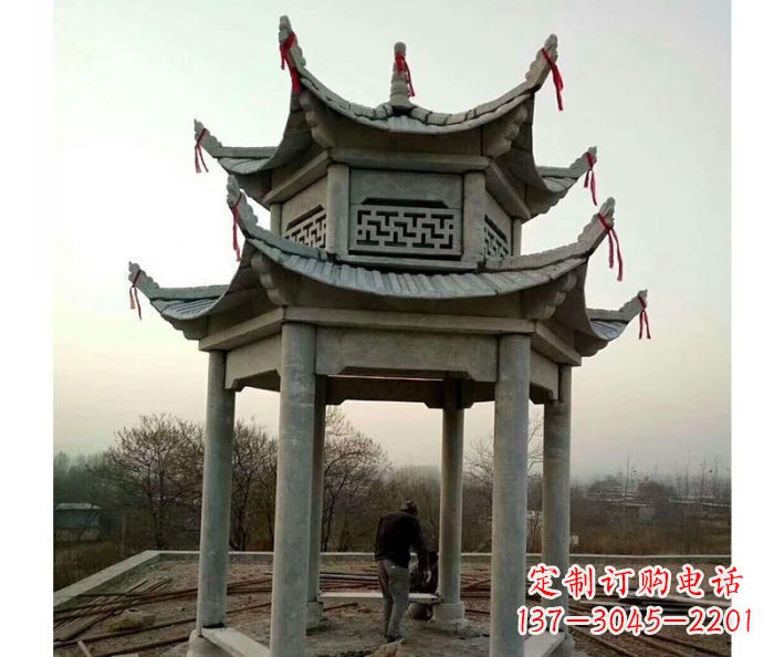 运城仿古双层石雕凉亭 (4)