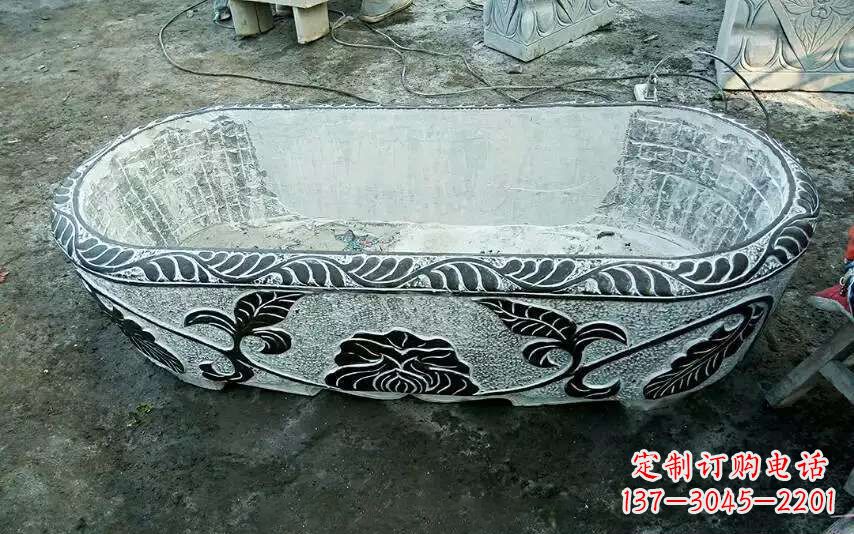 运城风格独特的仿古石头水缸雕塑