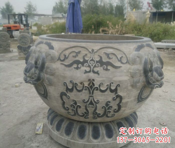 运城仿古圆形水缸石雕 (3)