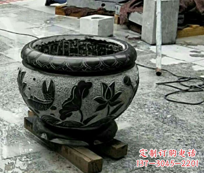 运城仿古招财水缸石雕 (2)