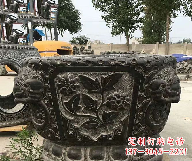 运城仿古招财水缸石雕 (3)