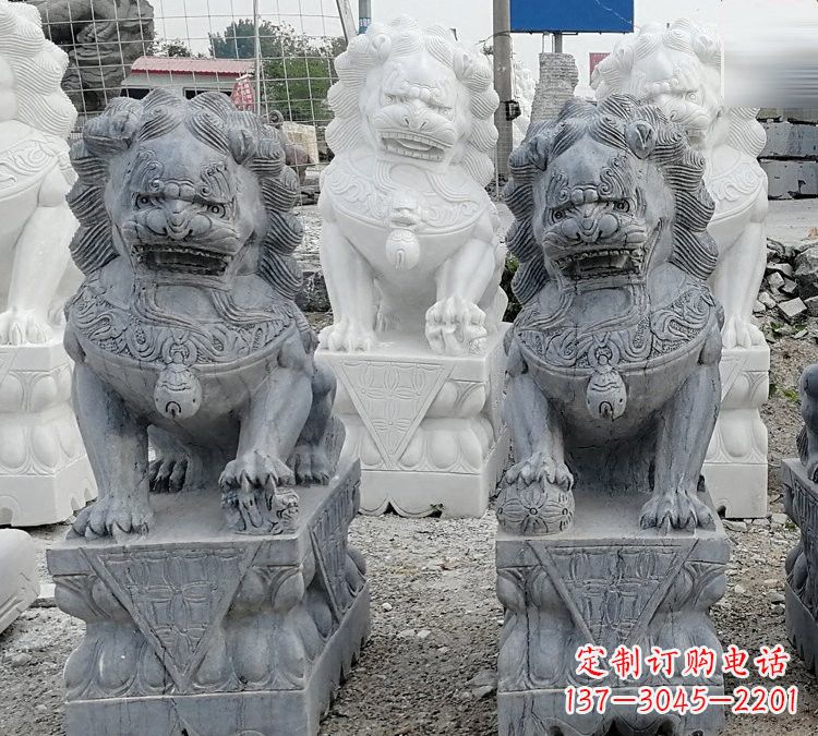 运城仿古做旧青石雕刻的狮子