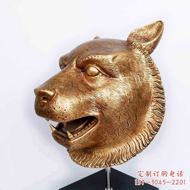 运城仿铜虎头玻璃钢雕塑