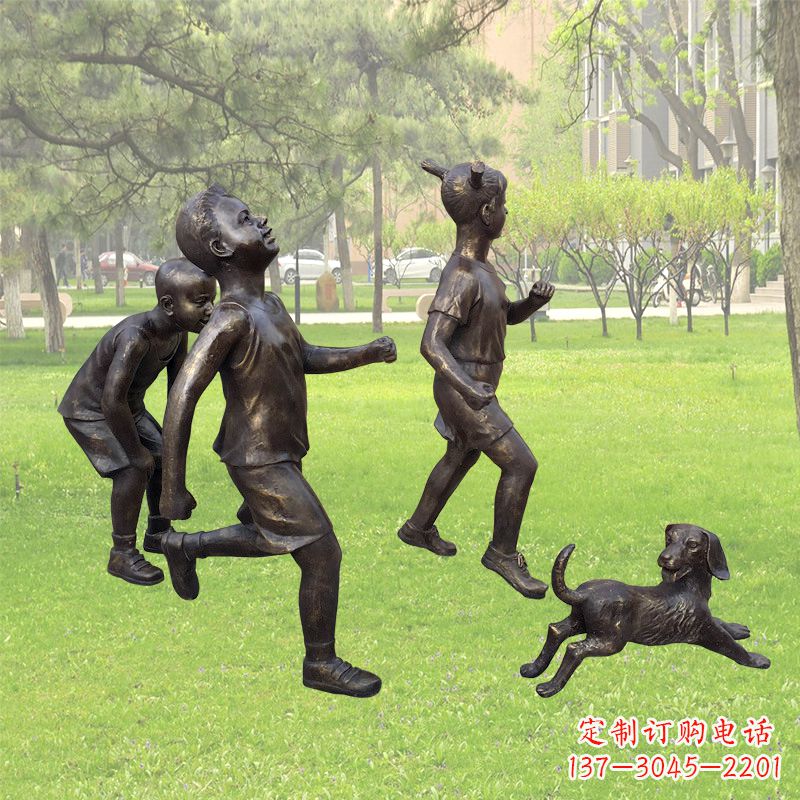 运城仿铜跑步小孩雕塑