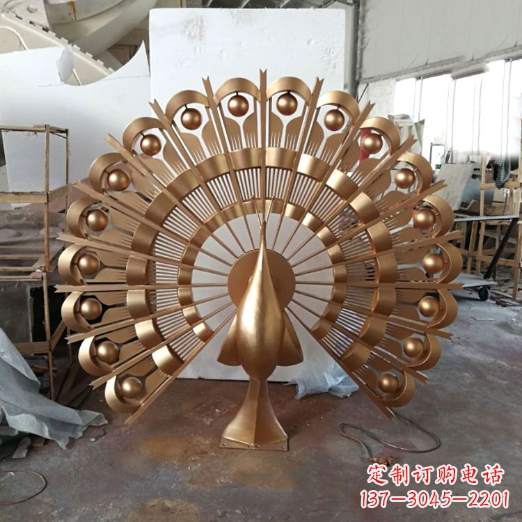 运城仿铜色不锈钢孔雀雕塑