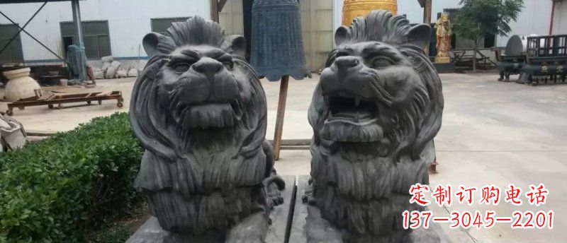运城仿铜西洋狮子玻璃钢雕塑
