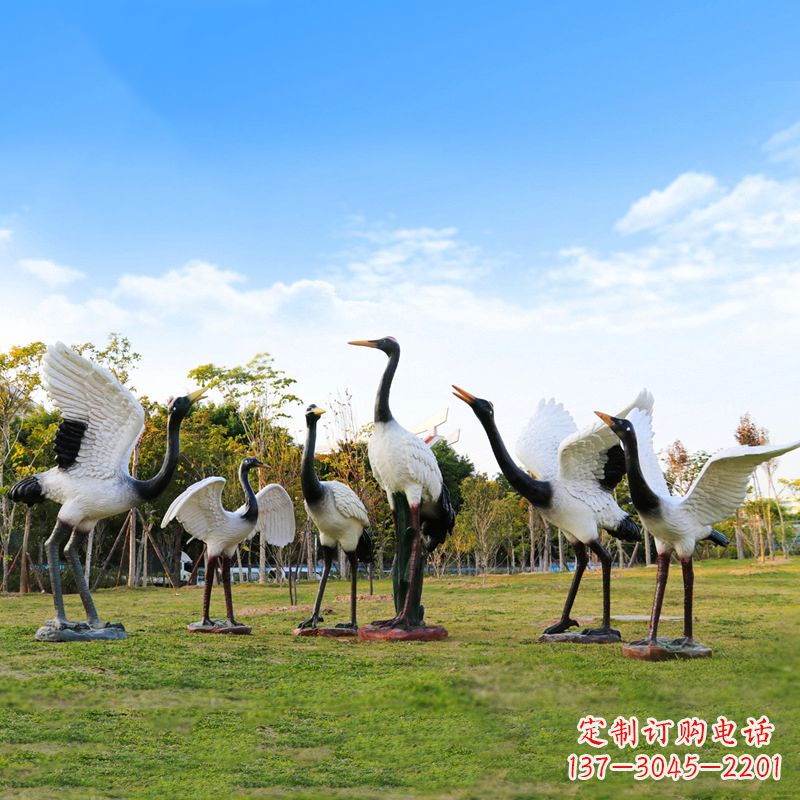 运城雕刻传统文化，精美仙鹤雕塑