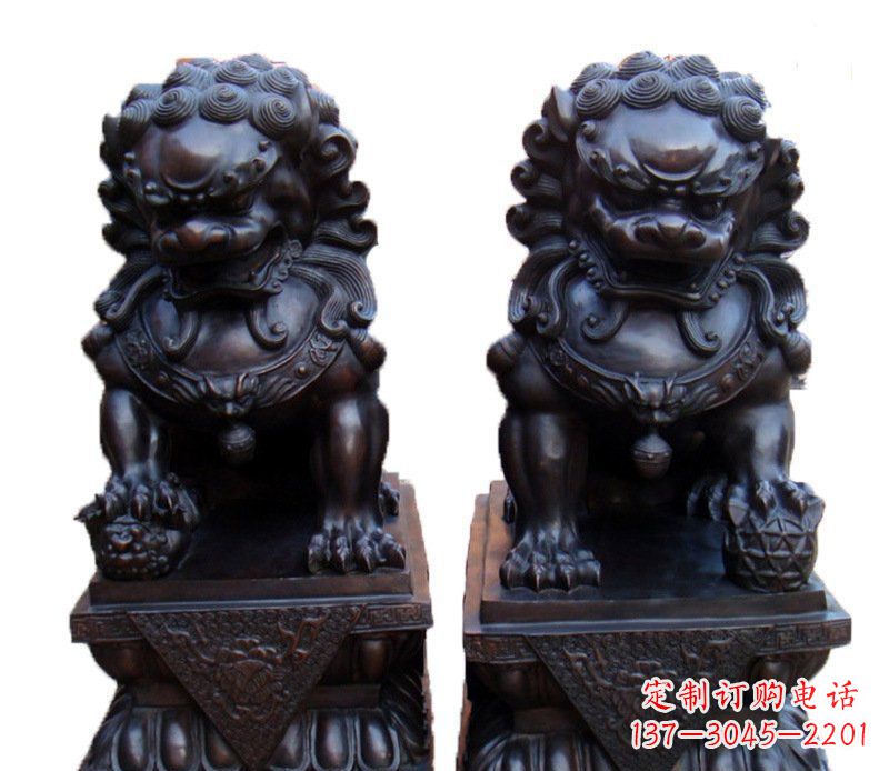 运城风水纯铜故宫狮子摆件铜雕塑