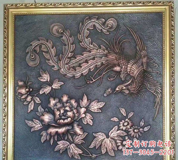 运城凤凰雕塑,精美铜浮雕