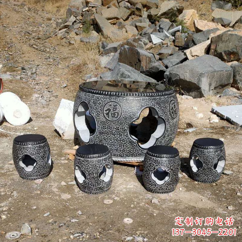运城福字青石桌凳雕塑