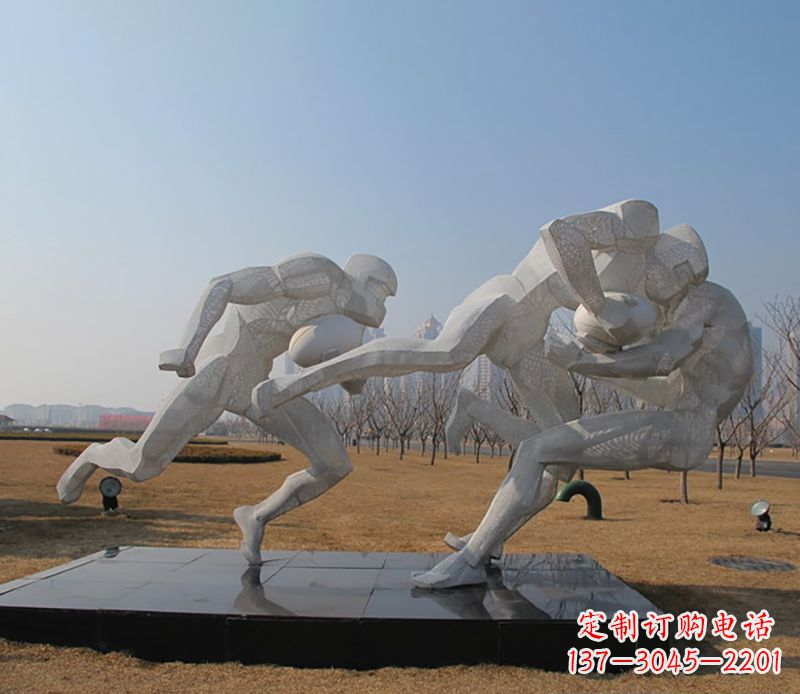 运城不锈钢橄榄球体育雕塑