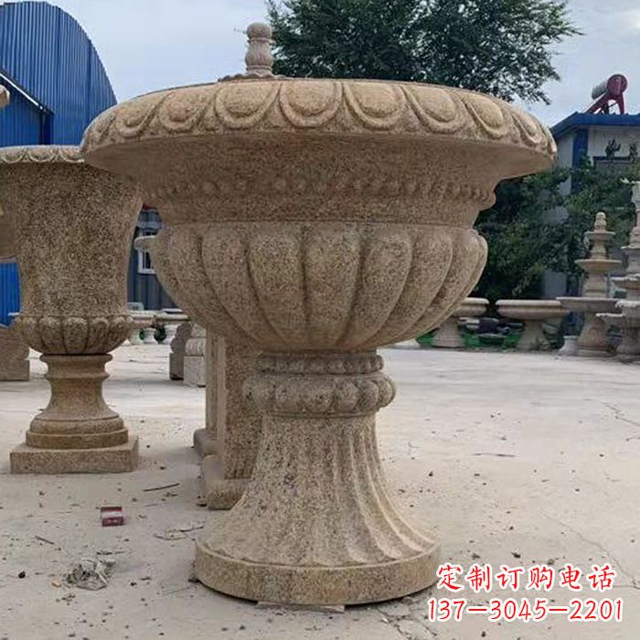 运城优雅高墩欧式石雕花盆