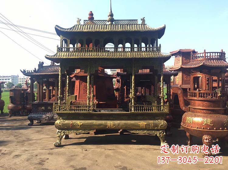 运城高浮雕螭龙纹铜香炉