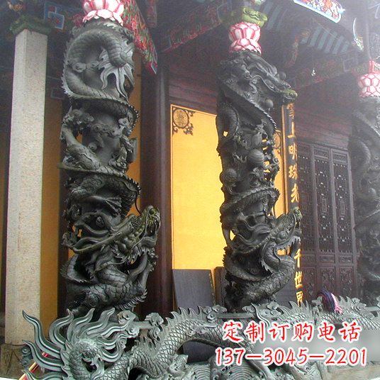 运城高浮雕龙柱铜雕塑