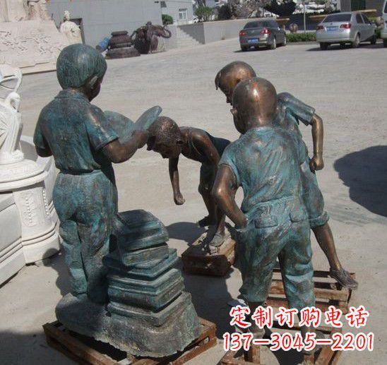 运城童话般的梦幻小孩铜雕塑