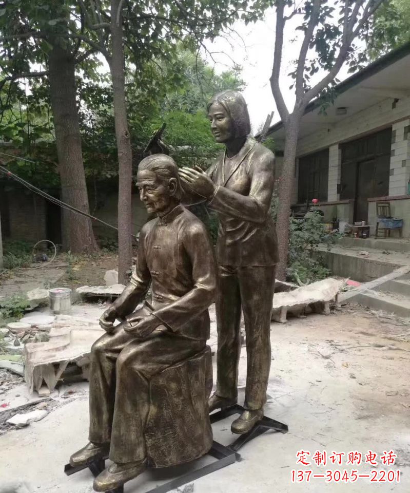 运城产品名称纪念母亲的梳头人物铜雕