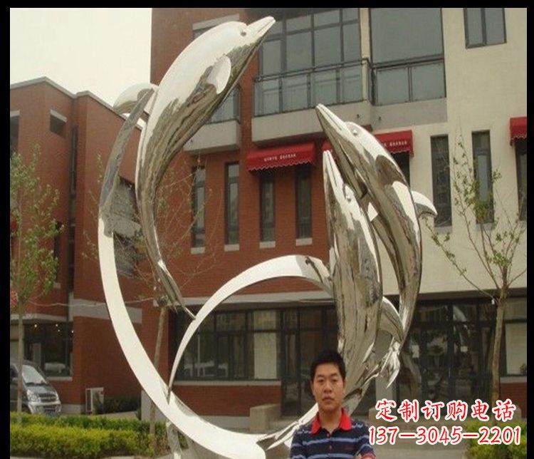 运城精细不锈钢海豚雕塑