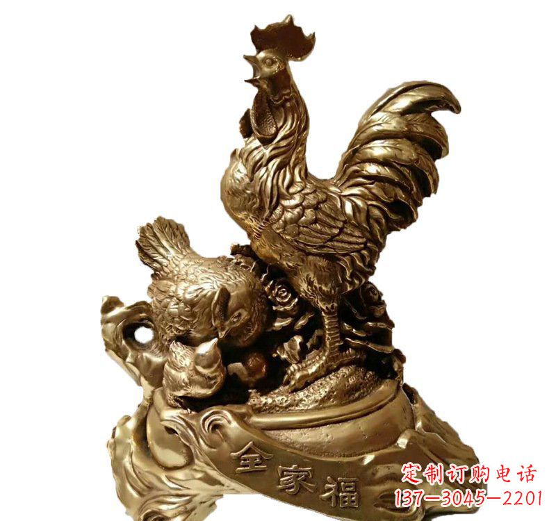 运城匠心工艺 公鸡全家福铜雕塑