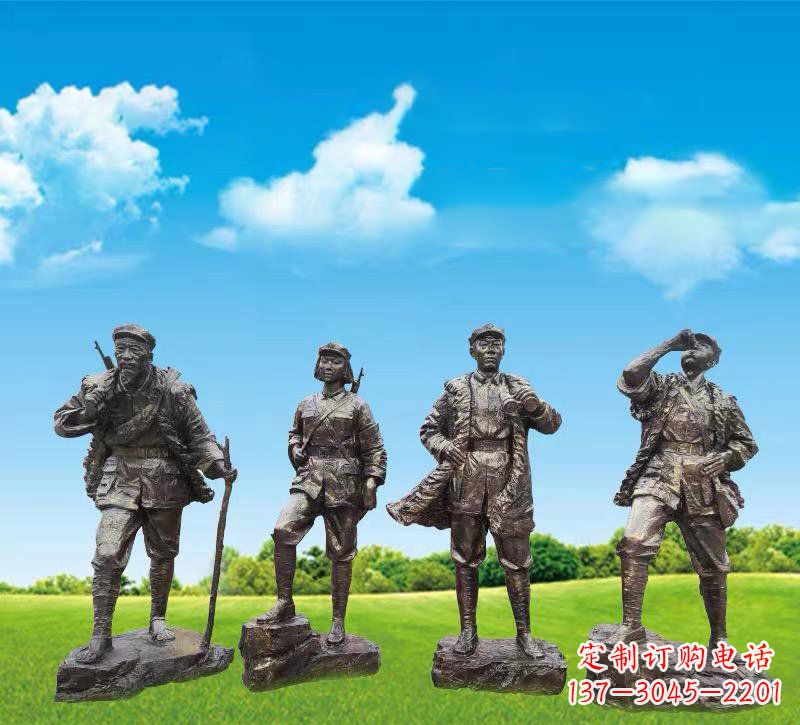 运城青铜雕刻-八路军战士雕塑