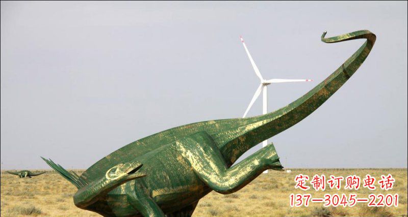 运城公园奔跑的恐龙动物铜雕