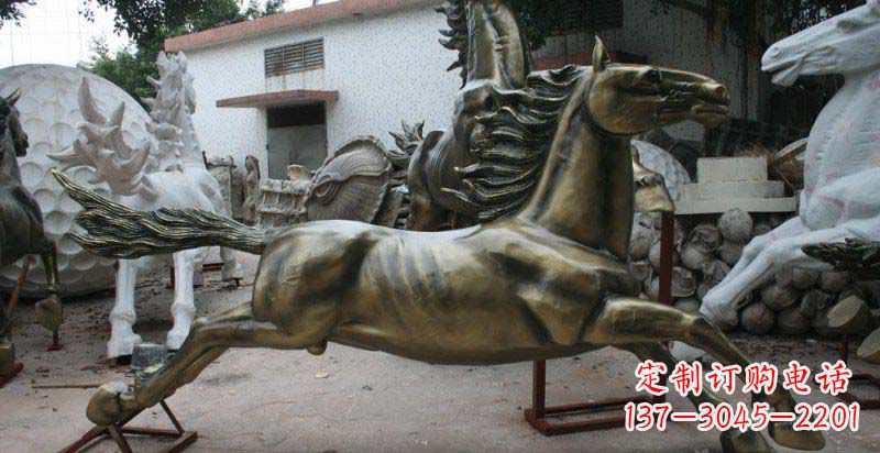运城公园奔跑的马动物铜雕