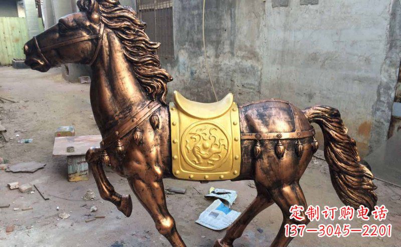 运城公园奔跑的马动物铜雕 (4)