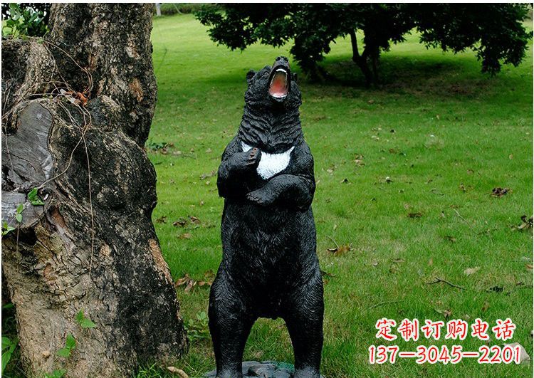 运城公园风情玻璃钢仿真黑熊雕塑
