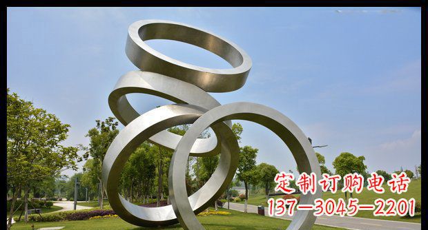 运城铭记匠心的不锈钢折叠圆环景观雕塑
