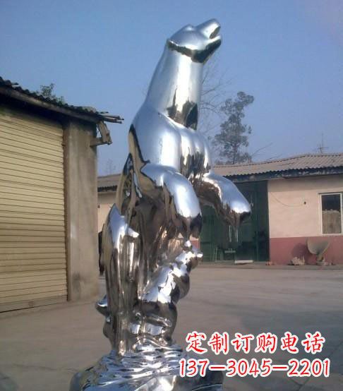 运城公园不锈钢抽象北极熊动物雕塑