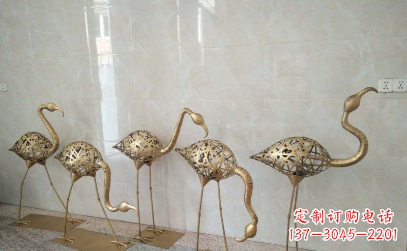 运城不锈钢抽象火烈鸟动物雕塑