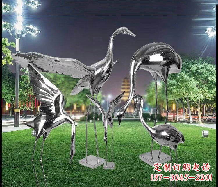 运城大型不锈钢仙鹤雕塑
