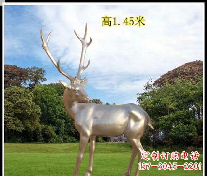 运城高端室外不锈钢巨型动物鹿雕塑