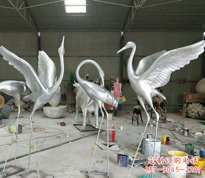 运城艺术雕刻仙鹤不锈钢雕塑