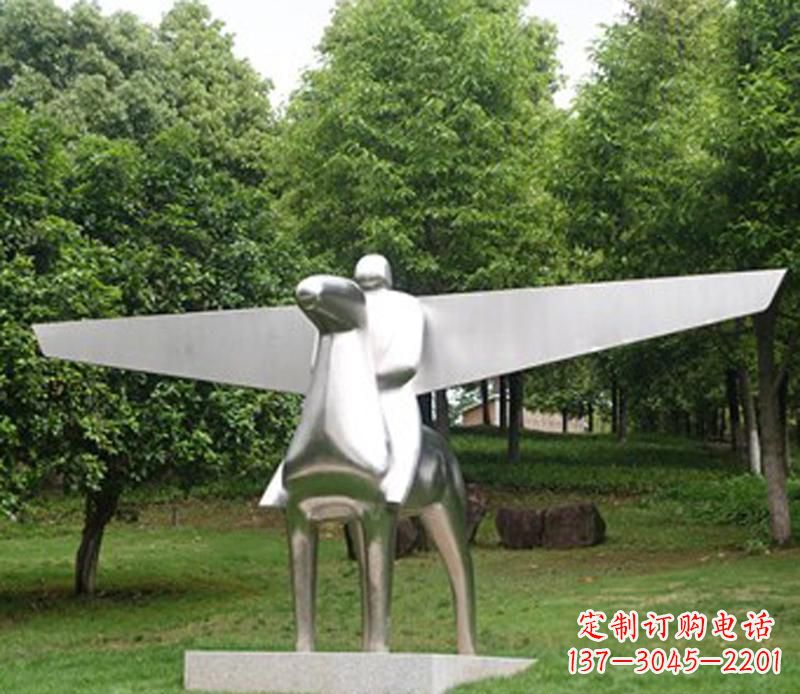 运城优雅而独特的不锈钢飞马雕塑