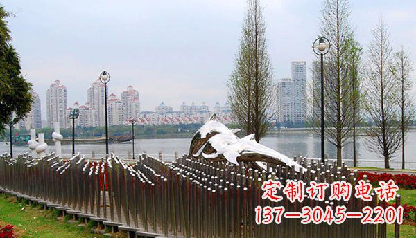 运城动物主题不锈钢海豚雕塑