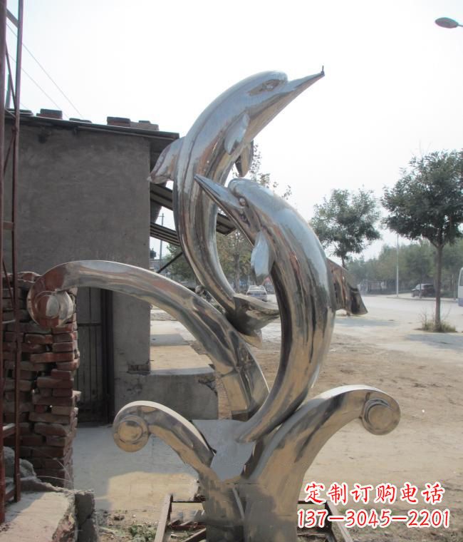 运城倾情展示——室外可靠不锈钢海豚雕塑