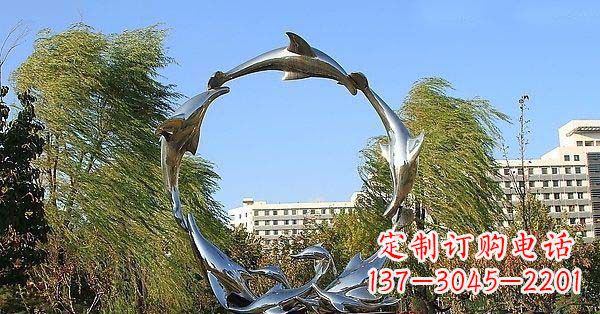 运城华丽精致的不锈钢海豚雕塑
