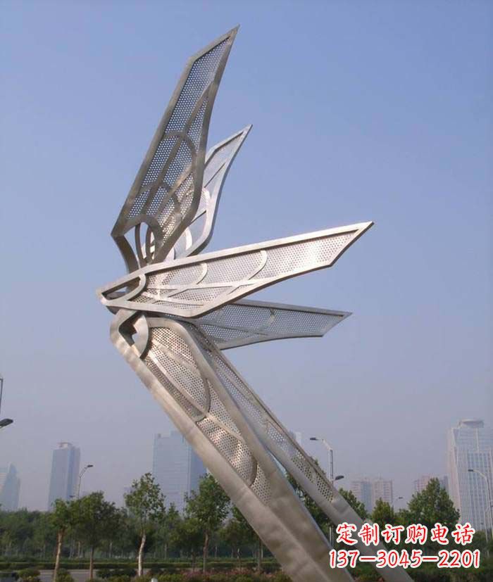 运城大型不锈钢蝴蝶翅膀雕塑