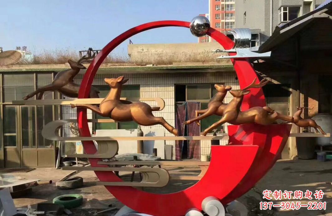 运城高端不锈钢梅花鹿雕塑