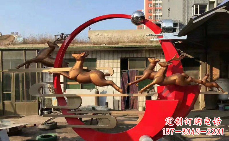 运城梅花鹿不锈钢雕塑引人瞩目的审美观赏