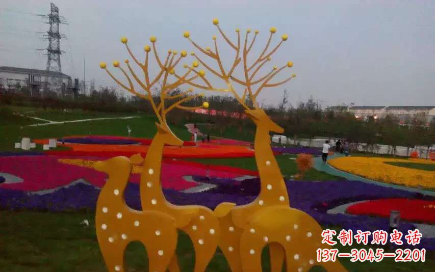运城不锈钢美陈动物鹿雕塑
