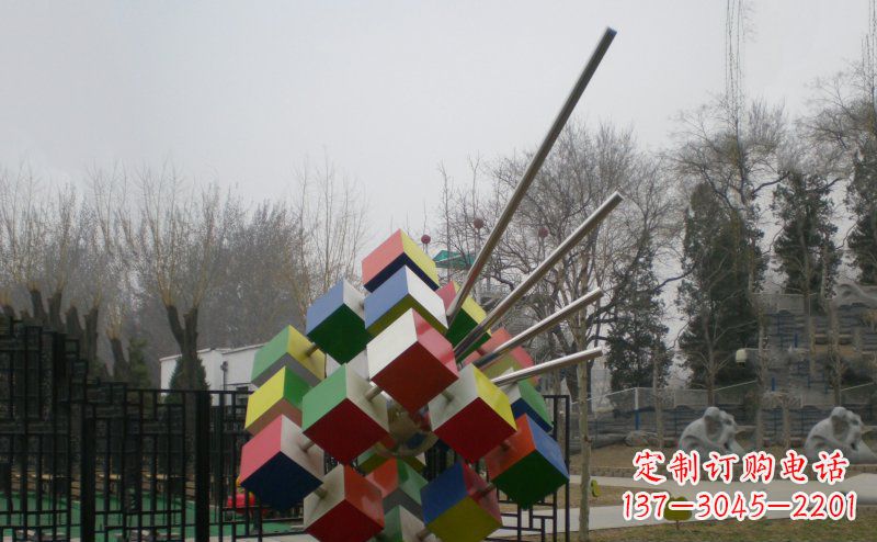 运城不锈钢魔方雕塑,玩转您的公园