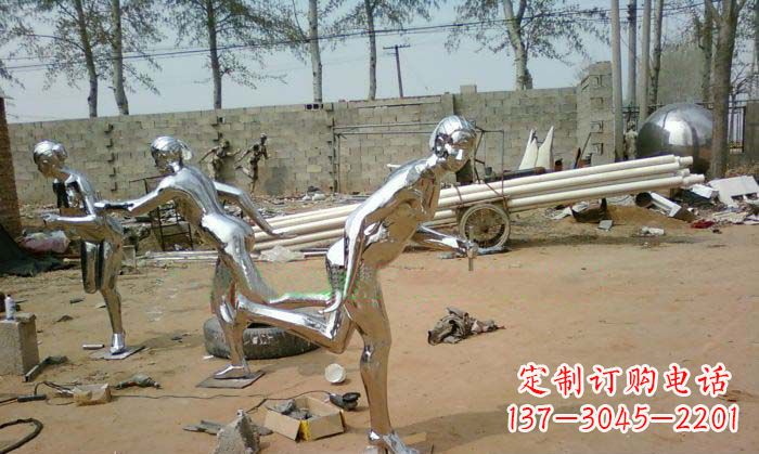 运城精致美丽的不锈钢跑步女孩雕塑