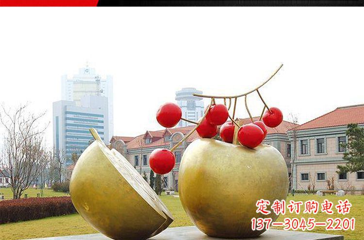 运城公园不锈钢苹果樱桃雕塑