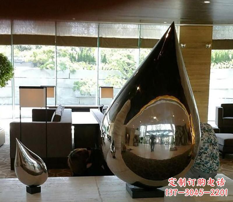 运城公园不锈钢水滴球景观雕塑