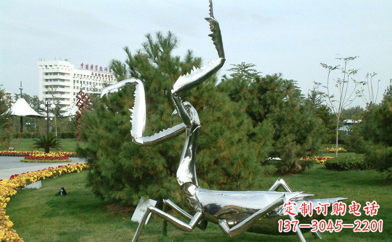 运城不锈钢雕刻螳螂摆件