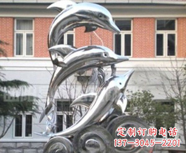 运城跳跃海豚海浪不锈钢雕塑